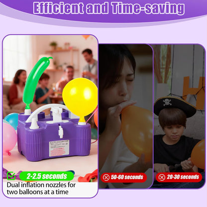 PCFING Balloon Pump Electric, 4-in-1 Air Pump Inflator Blower Machine for All Balloons & Inflation, Triple Inflating Ports for Latex 260q Foil Balloons, Air Mattress, Airbeds, Basketball, Soccer