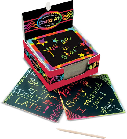 Melissa & Doug Scratch Art® Box of 125 Friendship-Themed Shaped Notes in Desktop Dispenser (Approx. 3.5” x 3.5” Each Note)