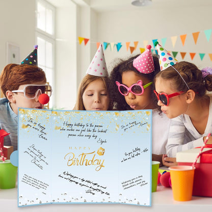 Crenics Black and White Birthday Decorations Women Men, Creative Birthday Guest Signature Book Alternative 18" x 12", Great Party Gifts for Girls or Boys