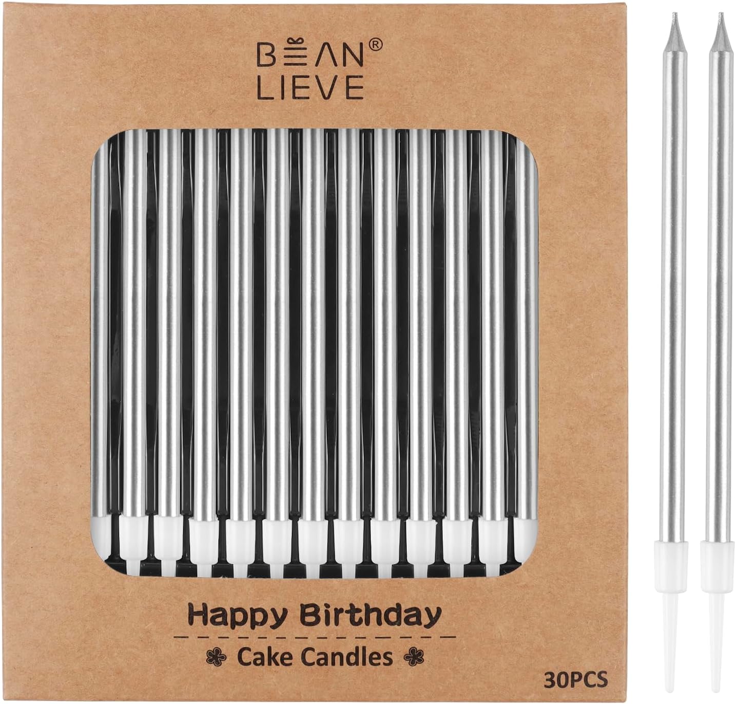 BEAN LIEVE 30-Count Champagne Gold Long Thin Metallic Birthday Candles, Cake Candles, Birthday Parties, Wedding Decorations, Party Candles, Cake Decorations