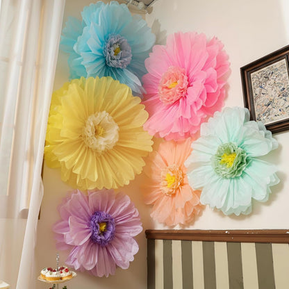 Giegxin 20 Pcs 31.5'', 23.6'', 11.8'', 9.8'' Pink Giant Paper Flower Boho Large Tissue Flower for Wall Pink Pom Pom Floral Decoration for Wall Wedding Bridal Shower Classroom Tea Party Birthday Decor