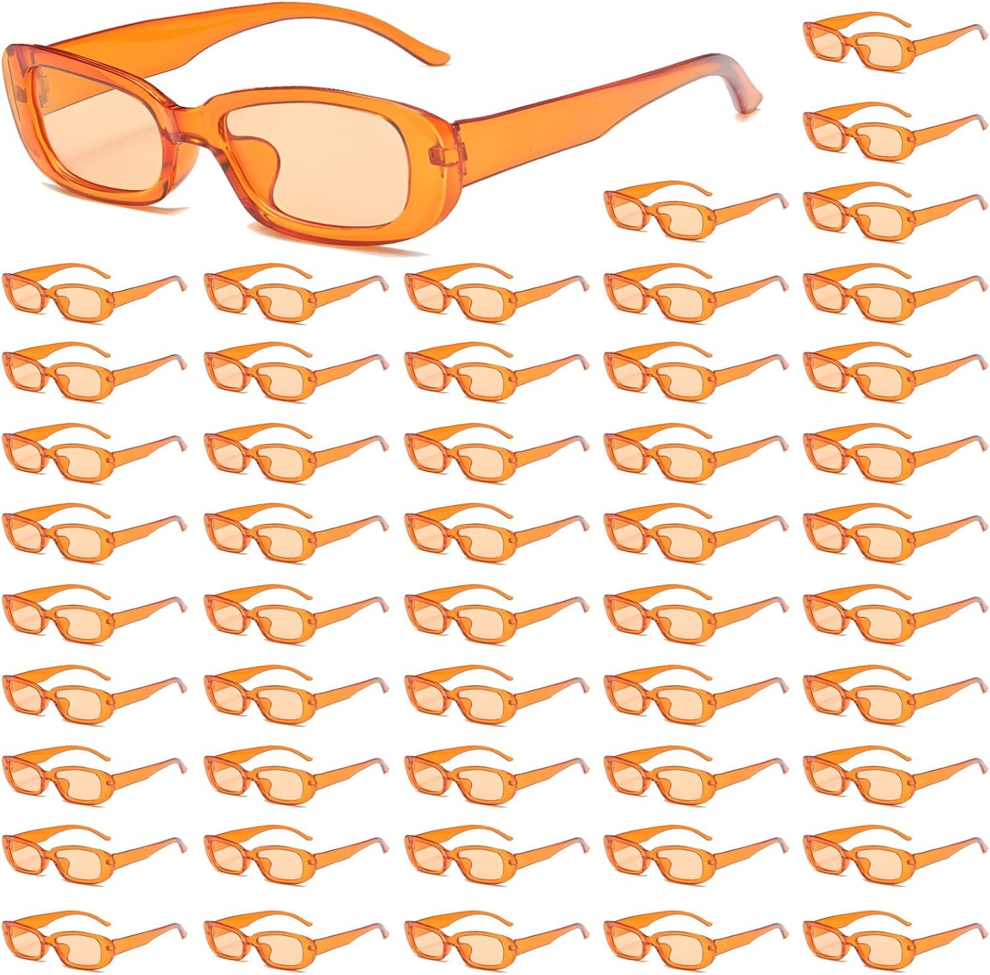 50/100 Pack Rectangle Sunglasses Bulk for Adult Retro Cheap 90s Y2K Small Glasses UV400 Protection