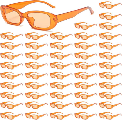 50/100 Pack Rectangle Sunglasses Bulk for Adult Retro Cheap 90s Y2K Small Glasses UV400 Protection
