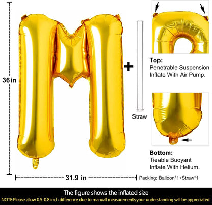 Lovoir 40 Inch Large Gold Letter A Balloons Big Size Jumbo Mylar Foil Helium Balloon for Birthday Party Celebration Decorations Alphabet Gold A