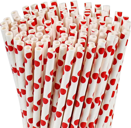 Disposable Paper Straws Solid Green - 7.75'' x 0.24'', 100 Counts - for Drinking, Beverage, Juice, Soda, Bar Supplies