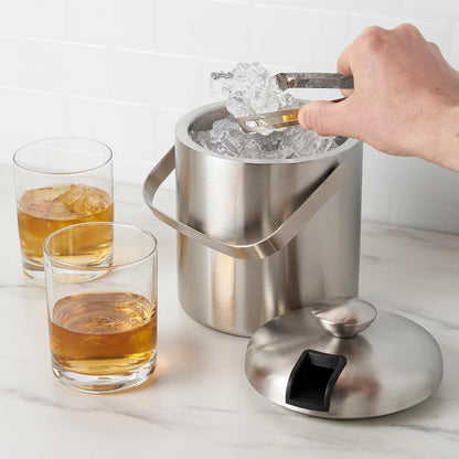 True Clear Acrylic Ice Bucket with Handles, 3-Liter Capacity, Durable Wine and Champagne Bucket, Perfect Ice Buckets for Parties, BBQs, Weddings, Picnics, Holidays, Outdoors, 8.75" x 8.25", Set of 1