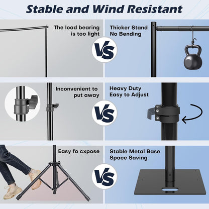 TOCRETOARE Heavy Duty Backdrop Stand, 10x10ft Pipe and Drape Backdrop Stand Kit with Adjustable Telescopic Poles Frame and Metal Base, Background Holder for Parties Wedding Birthday Photography Capacity of up to 22 lbs
