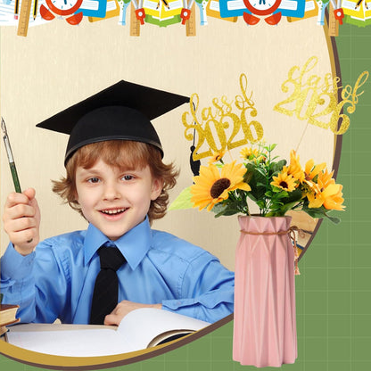 MixTeach 12 Pack Class of 2026 Graduation Centerpieces for Tables 2026 Glitter Graduation Centerpieces Sticks Graduation Party Table Topper for 2026 Graduation Table Party Decorations Supplies, Black