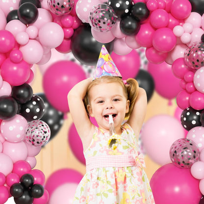 Amandir 153pcs Purple Blue Pink Balloon Garland Arch Kit, Different Sizes 18 12 10 5 inch Teal Yellow Latex Metallic Confetti Balloons for Magic Birthday Engagement Party Decoration