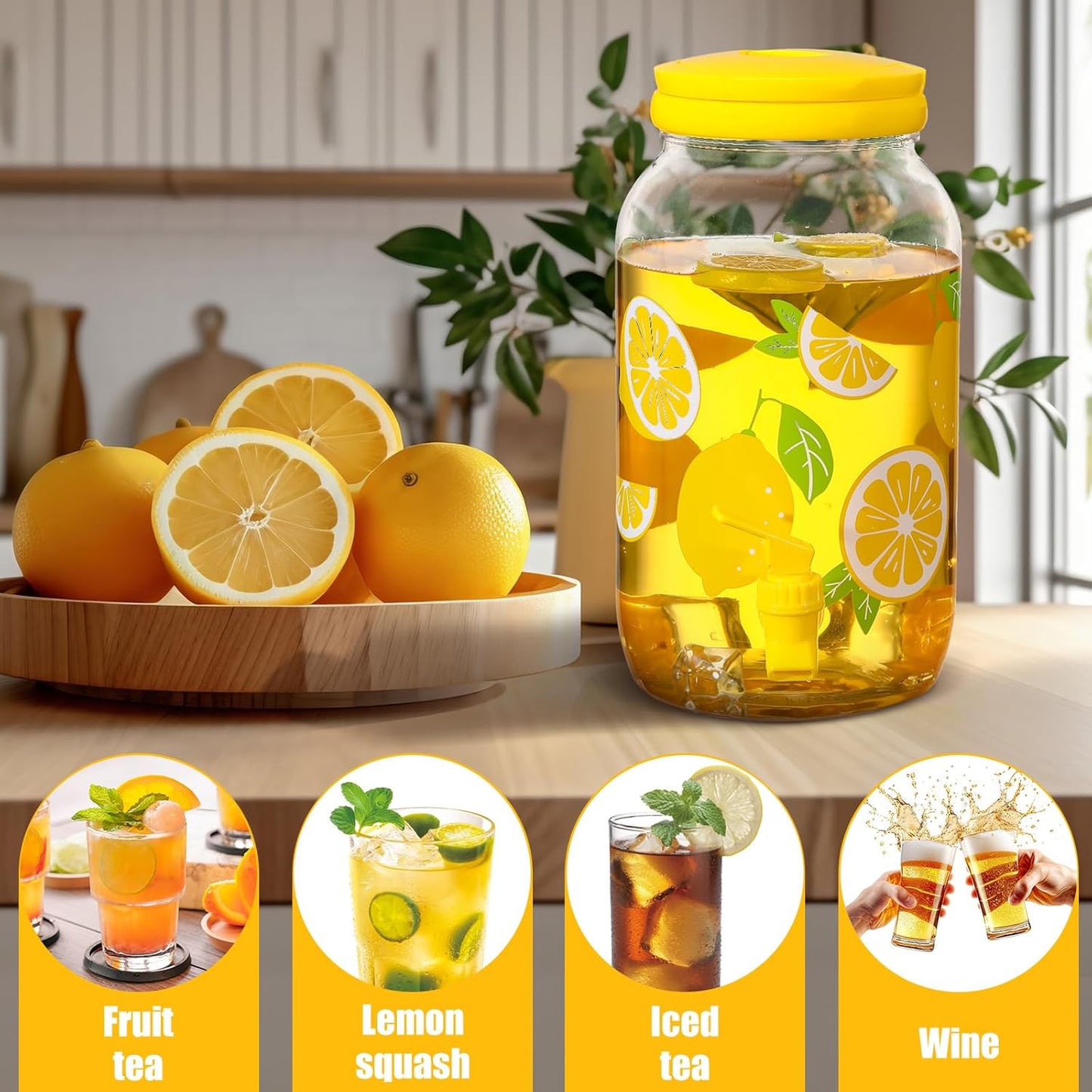 Havawish 2 Pcs 1 Gallon Plastic Beverage Dispenser with Spigot Clear Summer Kitchen Fridge Drink Dispenser for Parties Lemonade Juice Tea Beer Cold Water (Red,Cylinder)