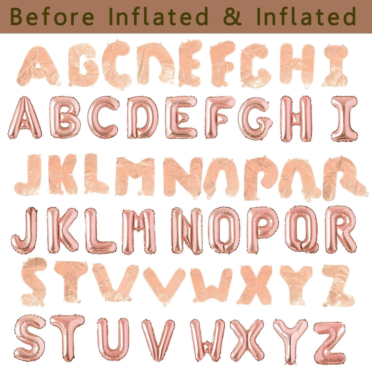 52 Pcs Gold Letter Balloons Foil Alphabet A to Z Balloons Personalized Phrase Banner for Birthday Shower Wedding Party Supplies Custom Balloon Decor 16 Inch