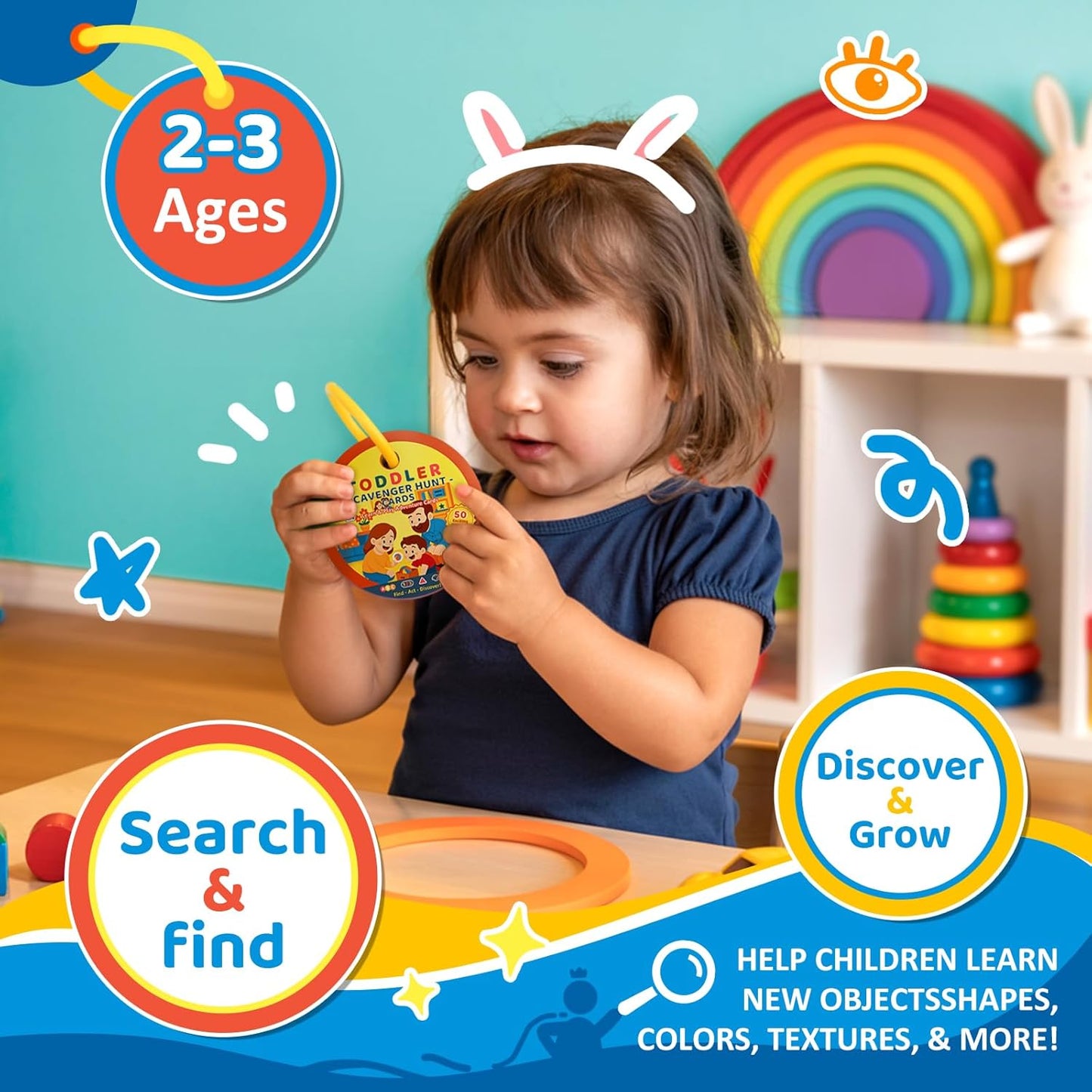 Home Scavenger Hunt Cards: 50 Toddler Indoor Find & Learn Activities | Fun Educational Games for 3-5 Year Olds | Preschool Boys & Girls Early Development (Indoor)
