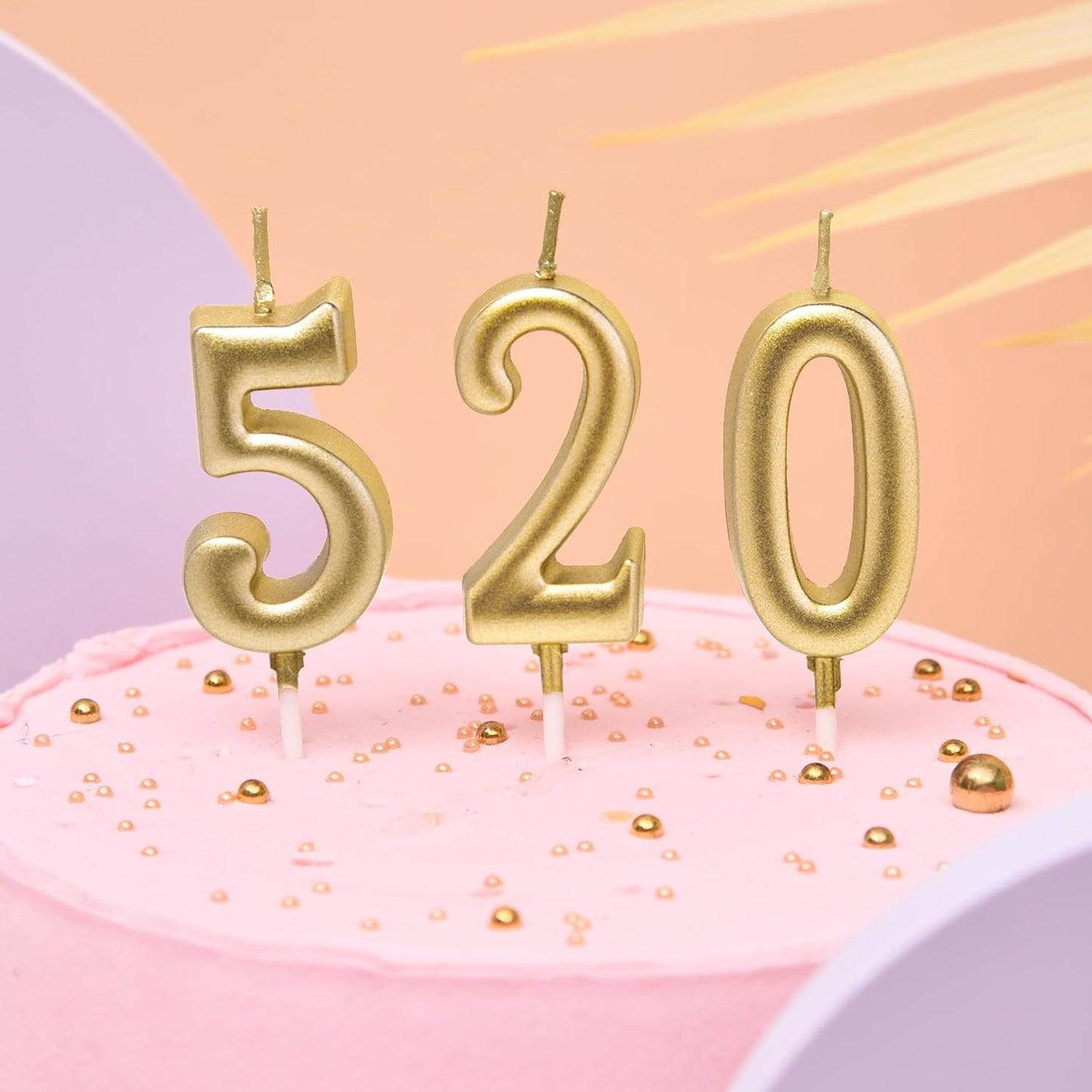 PHD CAKE 10-Pieces Pink Numeral Birthday Candles, Cake Numeral Candles Number 0-9 Glitter Cake Topper Decoration for Birthday,Wedding Anniversary,Party Celebration