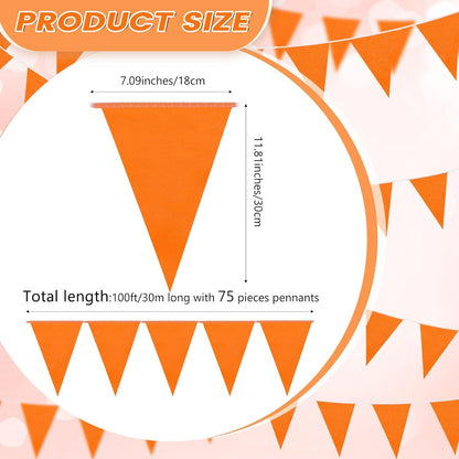 Hahafelt 100 Feet Pennant Banners Flags 75 Solid String Triangle Flags for Grand Opening, Carnival Theme Birthday Party Decoration Outdoor Events Classroom Decoration(Pink)