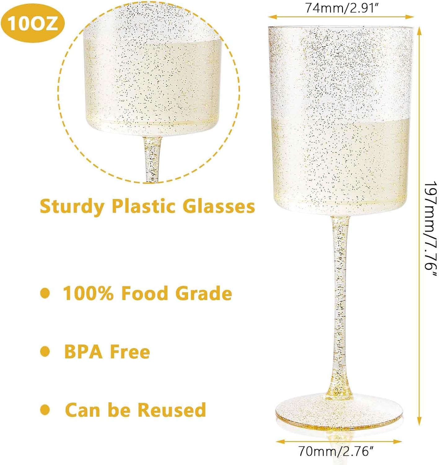 Ciaell 36 Pack Plastic Champagne Flutes - 6 Oz Disposable Champagne Glasses - Square Clear Plastic Toasting Glasses for Party Birthday Anniversary Wedding