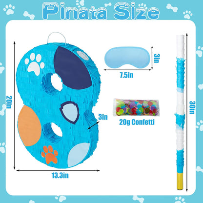 PCFING 20 Inch Dog Paw Number 1 Piñata with 30 Inch Piñata Stick Blindfold Confetti for Boy Girl Adults Birthday Party Decorations, Anniversary Celebration, Fiesta