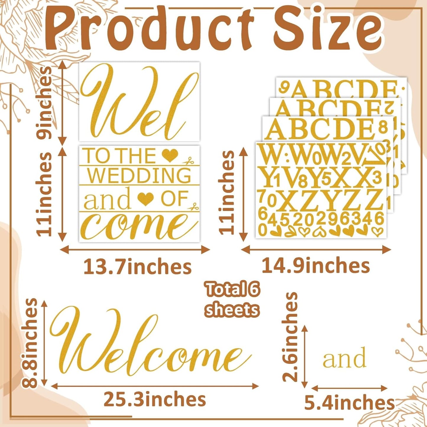 Custom Name Welcome to Our Wedding Signs Personalized Wedding Mirror Decals Selfie Mirror Decal for Wedding Entry Reception Display Golden Date Marriage DIY Vinyl Lettering Welcome Party Decoration