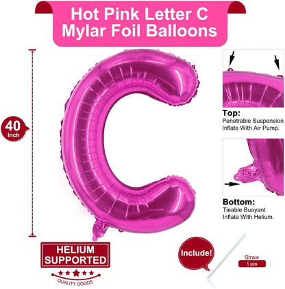 Lovoir 40 Inch Large Hot Pink Letter A Balloons Big Size Jumbo Mylar Foil Helium Balloon for Birthday Party Celebration Decorations Alphabet Hot Pink A