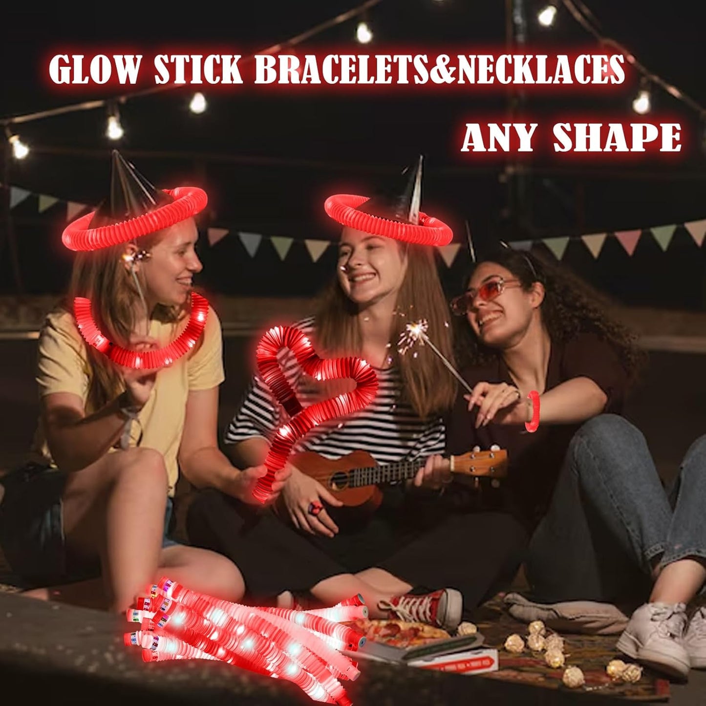 Yellow 12PCS Glow Sticks Stocking Stuffers Party Favors-Glow in The Dark Party Supplies for Kids and Adults, Perfect for Festivals, Birthday Parties, Raves, Concerts, and Camping Decorations