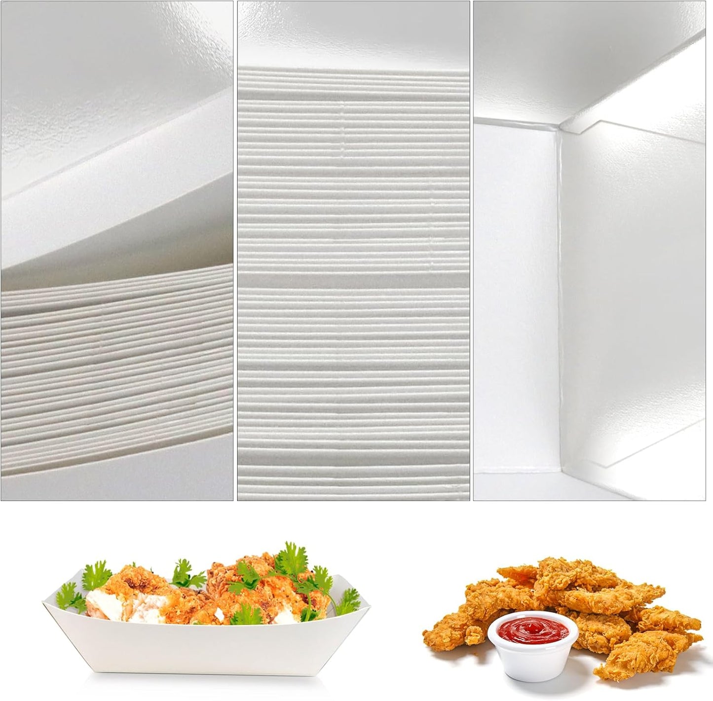 Oomcu 100 Pack 3 lb Heavy Duty Paper Food Trays - Disposable Kraft Brown Paper Boats for Party Snacks, Nachos, Hot Dogs, Tacos & BBQ