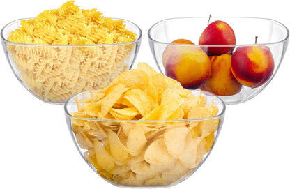 TOPZEA Set of 3 Clear Plastic Serving Bowls for Party, 94oz Acrylic Large Salad Mixing Bowl Set Kitchen Reusable Snacks Bowl for Fruit Chips Dips Popcorn, Break-Resistant