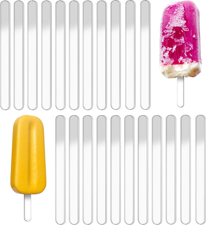 30pcs 4.5 Inch Acrylic Sticks, Reusable Ice Cream Sticks, Ice Cream Sticks, Cake Molds, Mini Ice Cream Sticks, Cake Sticks, for Homemade Ice Cream, Cakes, Desserts, DIY Art (Transparent)