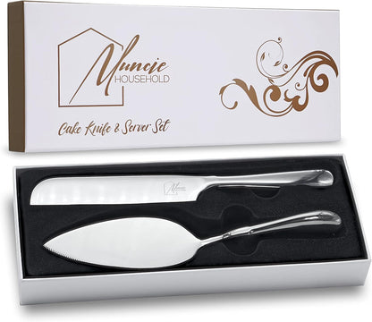 Cake Knife And Cake Server Set - Stylish, Classic, Sturdy - Fit For All Occasions - Wedding, Birthday, Everyday Use - Stainless Steel With Ergonomic Handle