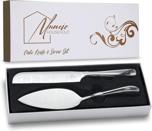 Cake Knife And Cake Server Set - Stylish, Classic, Sturdy - Fit For All Occasions - Wedding, Birthday, Everyday Use - Stainless Steel With Ergonomic Handle