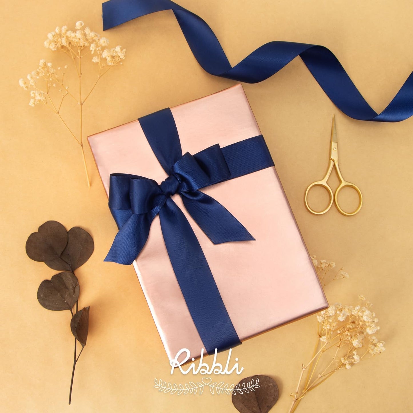 Ribbli Double Faced White Satin Ribbon,3/8” x Continuous 25 Yards,Fabric Ribbon use for Bows Bouquet,Gift Wrapping,Floral Arrangement