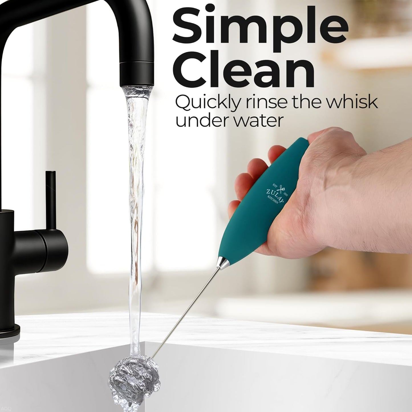 Zulay Kitchen Powerful Milk Frother Wand With Duracell Batteries - Ultra Fast Handheld Drink Mixer - Electric Whisk Foam Maker for Coffee, Lattes, Cappuccino & Matcha - Z1 Motor - Black - Colors A
