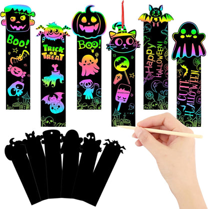 JUNEBRUSHS 30Pcs Ocean Crafts, Rainbow Magic Ocean Animals Scratch Bookmarks Under The Sea Party Favors Games for Activities Summer Arts and Crafts