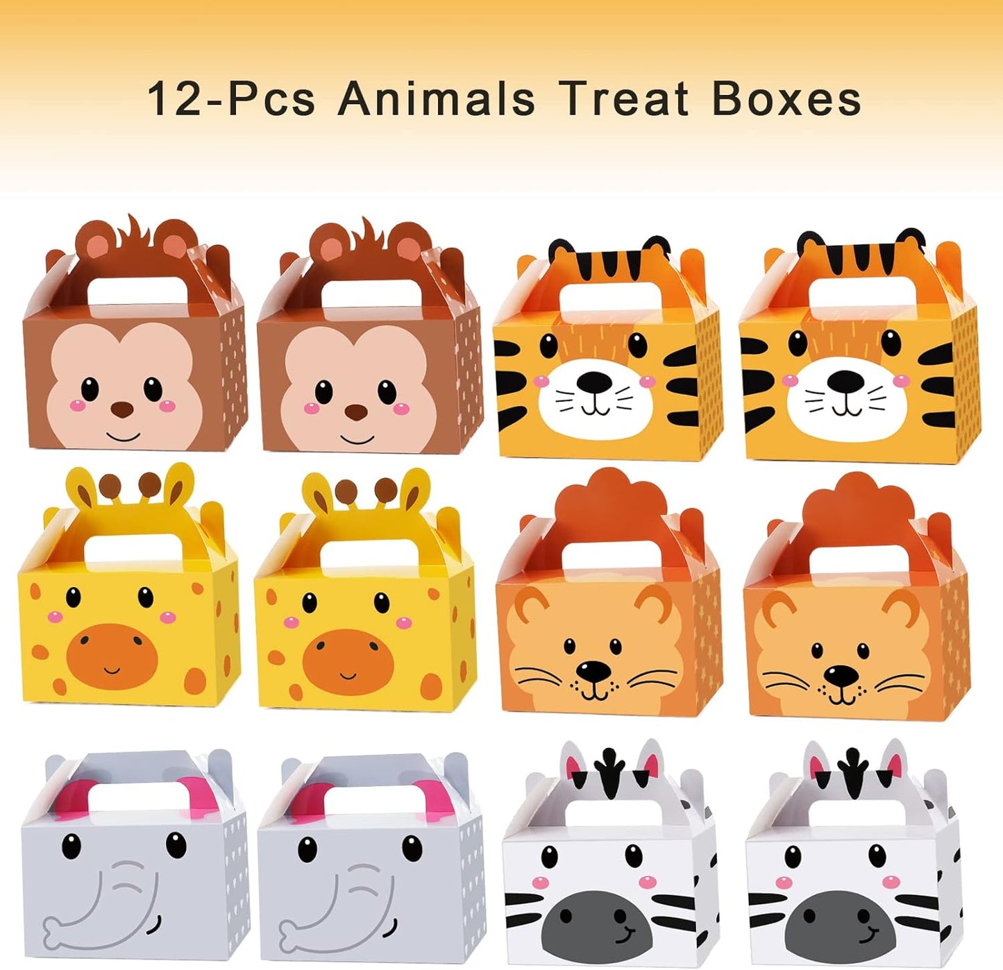 12 Pack Jungle Safari Animals Party Favor Boxes Zoo Animals Theme Happy Birthday Goodies Treat Boxes Jungle Safari Party Candy Gift Bags for Kids Baby Shower Party Decorations Supplies