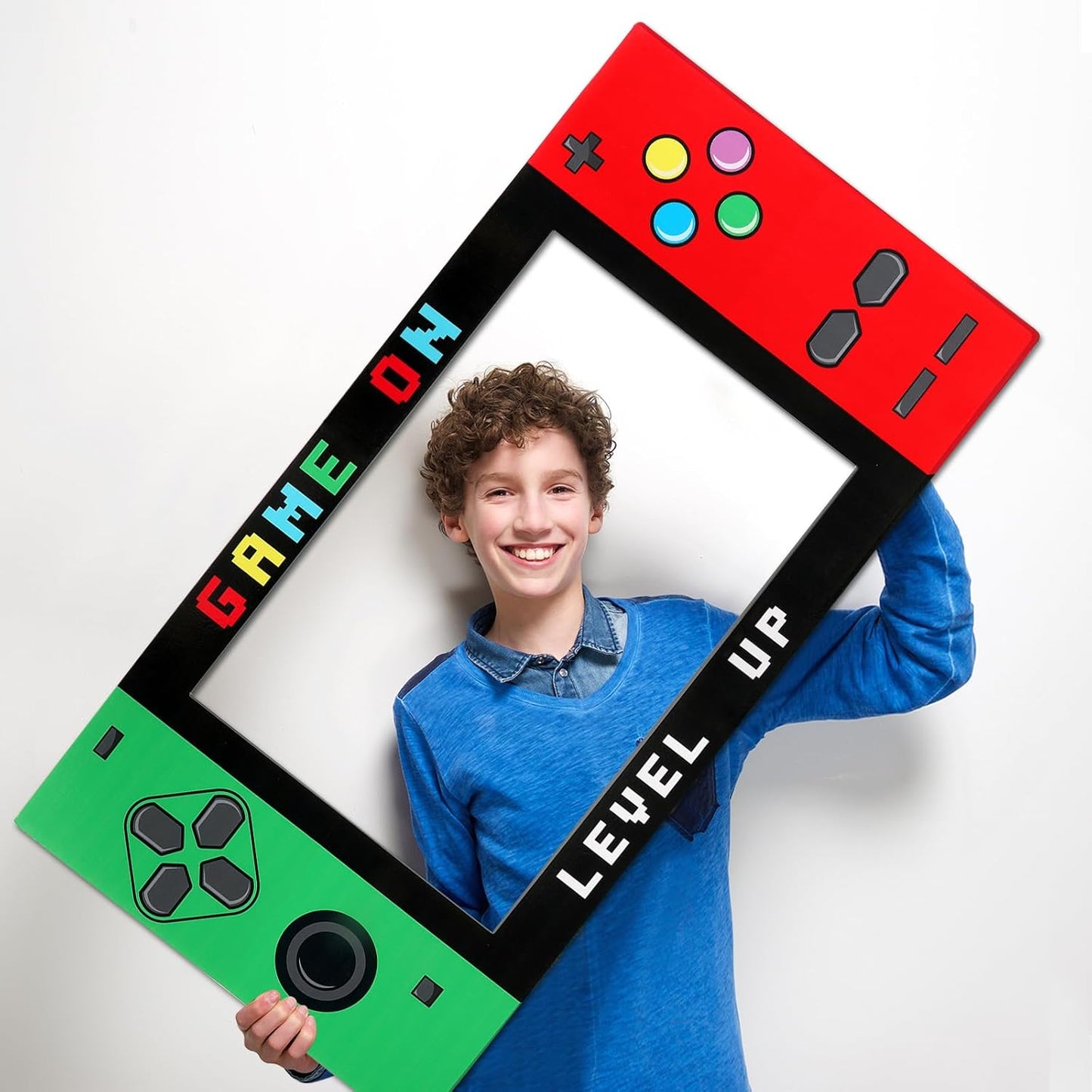32 x 16 Foam Board Video Game Photo Props Gaming Party Decoration Handheld Gamed Theme Photo Booth Frame Video Gaming on Party Selfie Photography Prop for Birthday Game Fans Video Gamer Supplies