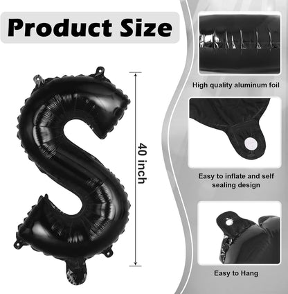 Black Letter A Balloons, 40 Inch Large Foil Letter Balloons, Custom Phrase Balloon for Birthday Party Wedding Anniversary Decoration (Black A)
