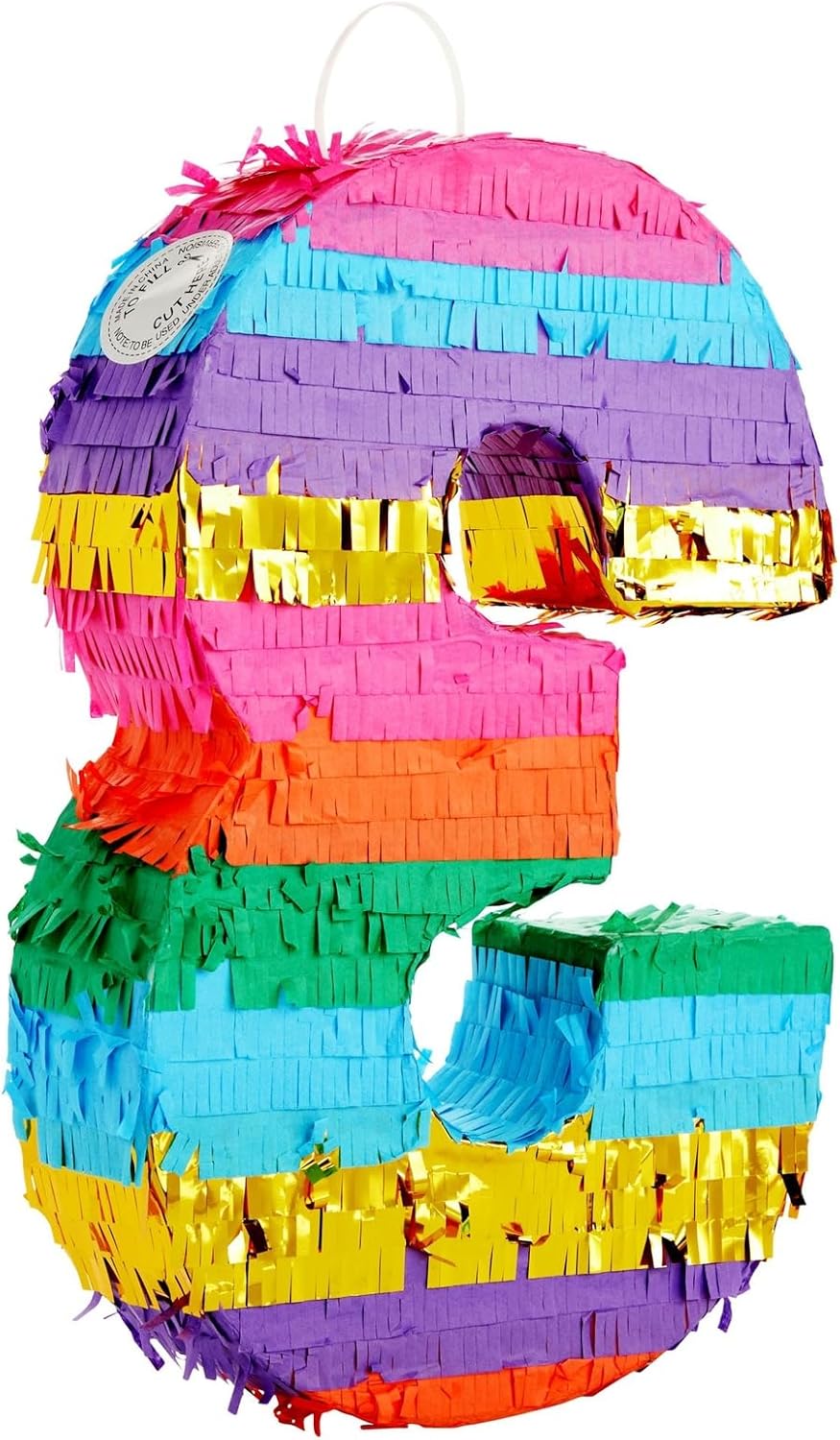 BLUE PANDA Rainbow Number 6 Pinata - Sturdy Corrugated Build & Easy Hang for Fiesta Party - Candy Filled 6th Birthday Party Surprise - Vibrant Tie-Dye Items for Kids - Small (16.5x11x3 In), Blue/White
