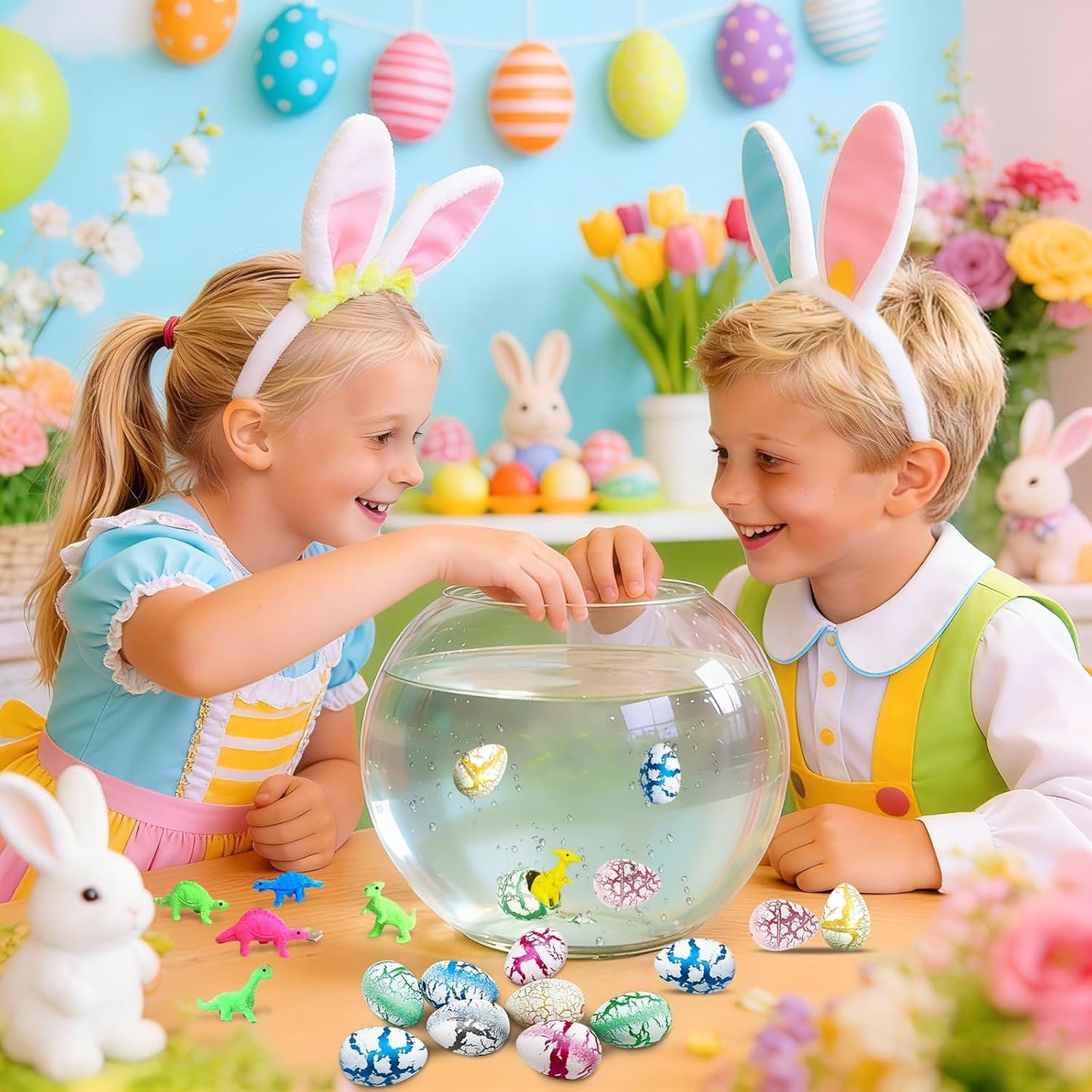 60 Pcs Hatching Dinosaur Eggs for Kids Party Favors, Easter Egg Filled with Toys Novelty Grow in Water Dino Eggs with Toys Inside Easter Basket Stuffers Birthday Gifts, Classroom Prize, Pinata Fillers