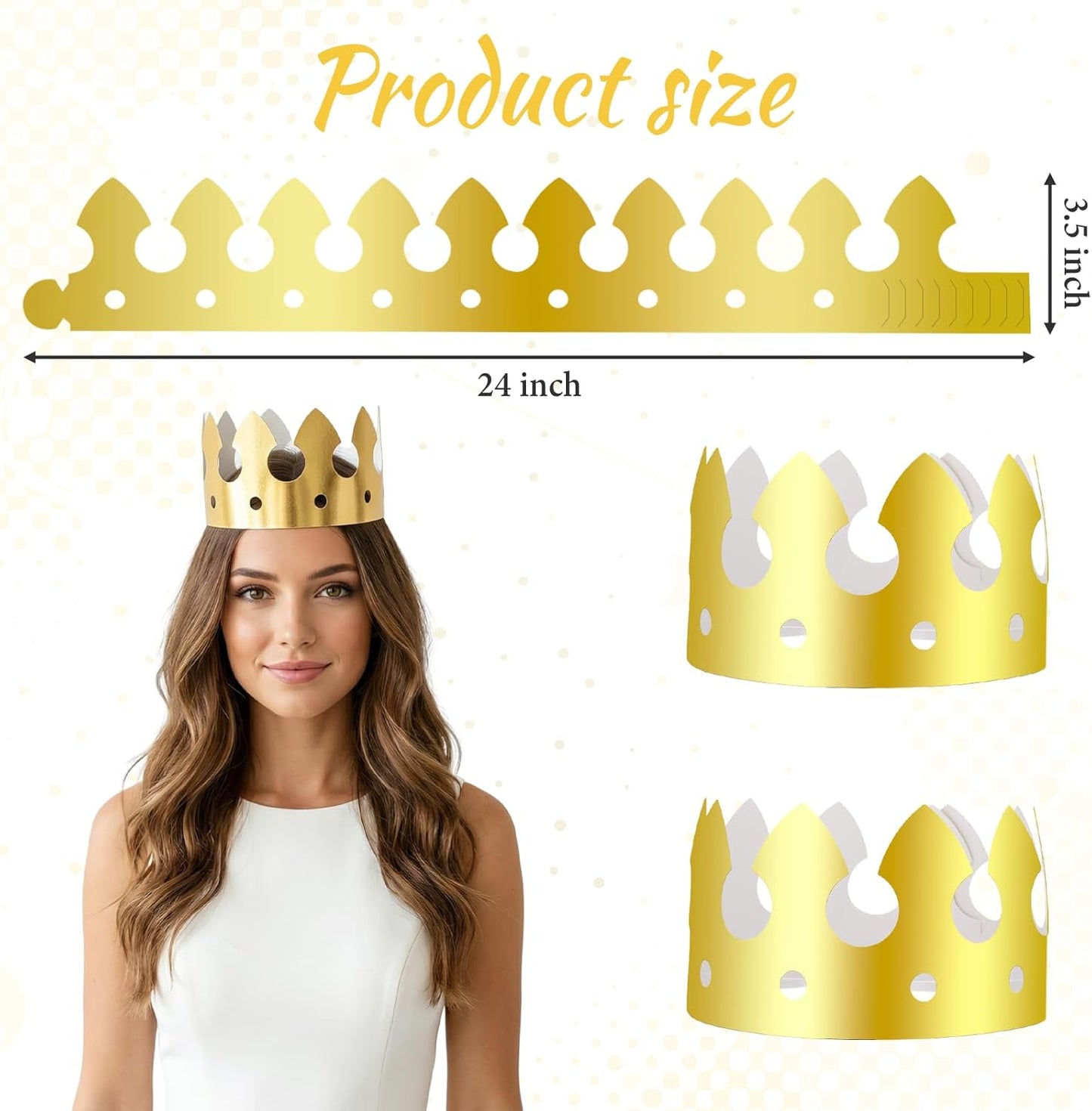 100 Pcs Paper Crowns, Birthday Gold Crown Foldable & Adjustable Paper King Crown, Crowns Bulk for Adults Birthday Party Hats for Celebration Photo Props Wedding Anniversary Supplies (Classic Style)