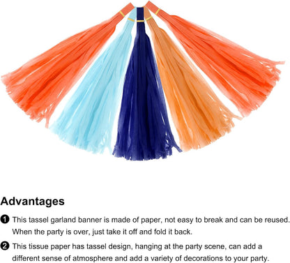 MECCANIXITY 20Pcs Light Blue Tassel Garland Banner with Rope Tissue Paper Tassels Party DIY Kits for Anniversary Wedding Birthday Party