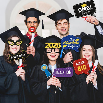 36pcs Graduation Photo Booth Props, Grad Photo Props, Graduation Decorations Class of 2026, 2026 Photo Booth Props Set for Graduation Party Favors Supplies Decorations, 2026 Grad Party Pose Signs