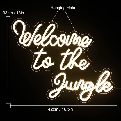 Welcome to the Jungle Neon Sign Jungle Decor Green Led Word Neon Light Signs for Wall Decor Usb Letter Light Up Sign for Garden Home Entryway Front Porch Party Gift