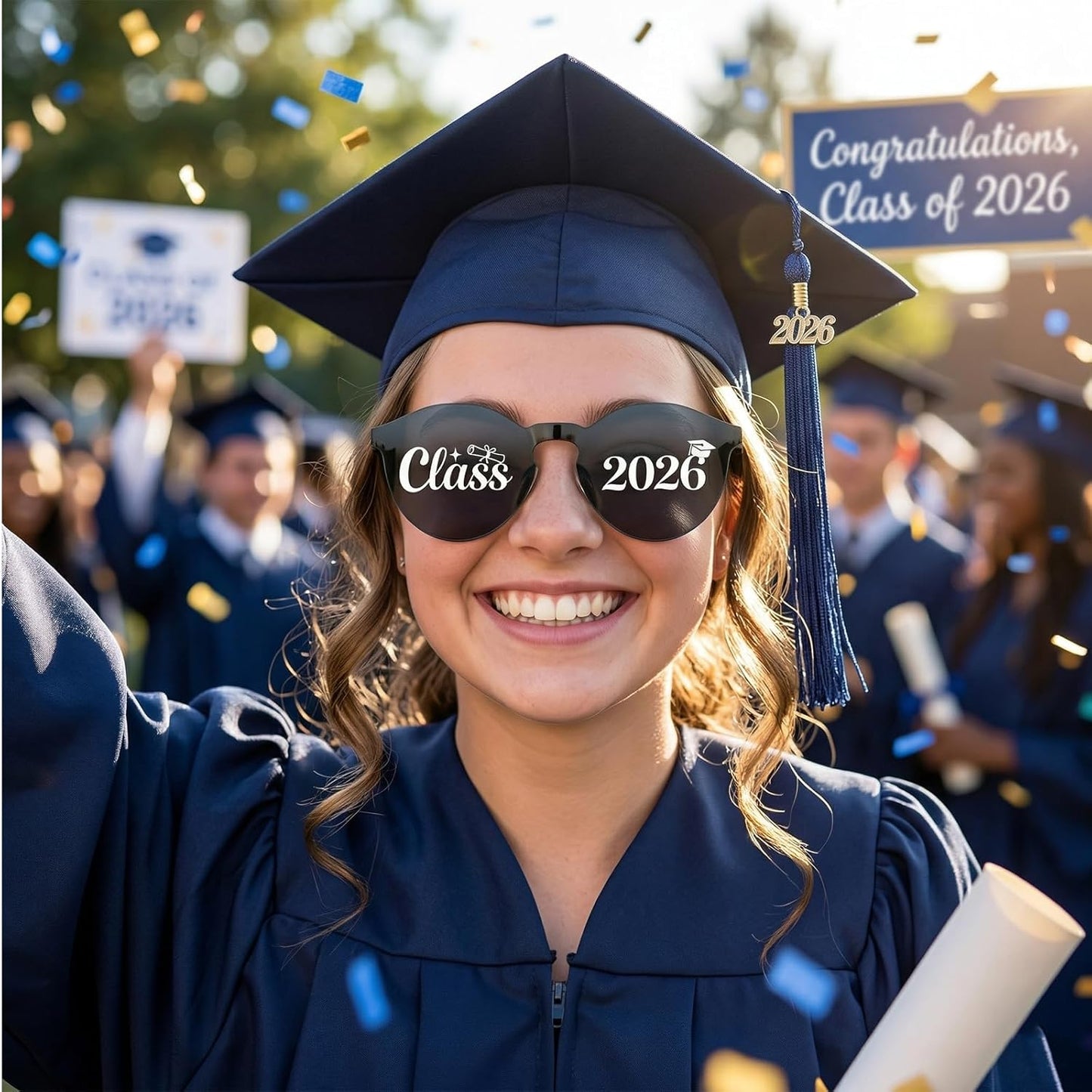 Vegove 12PC Class of 2026 Graduation Sunglasses - Prom Costume Eyewear Party Photobooth Props for Grand Celebration Supplies