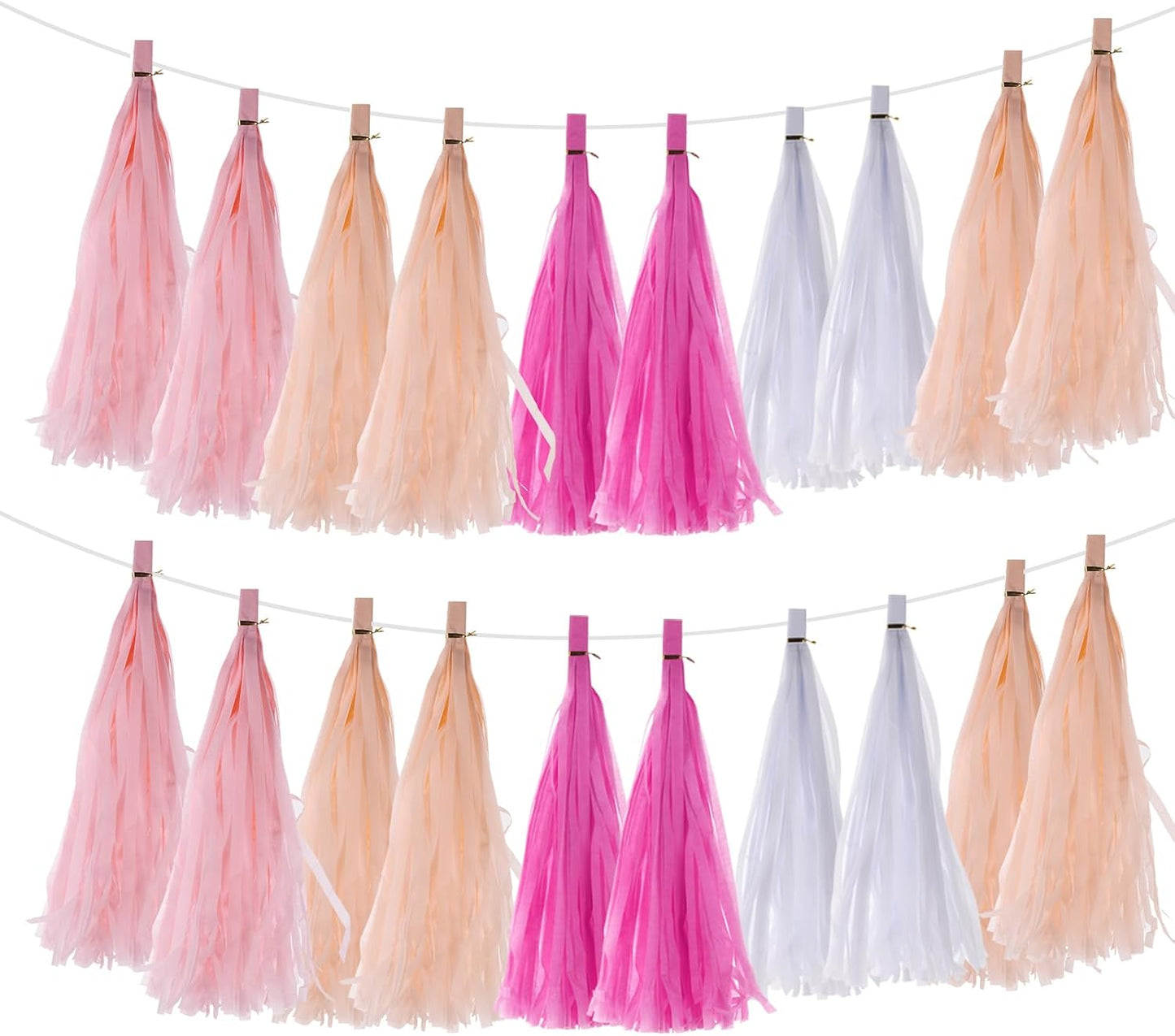 MECCANIXITY 20Pcs Light Blue Tassel Garland Banner with Rope Tissue Paper Tassels Party DIY Kits for Anniversary Wedding Birthday Party