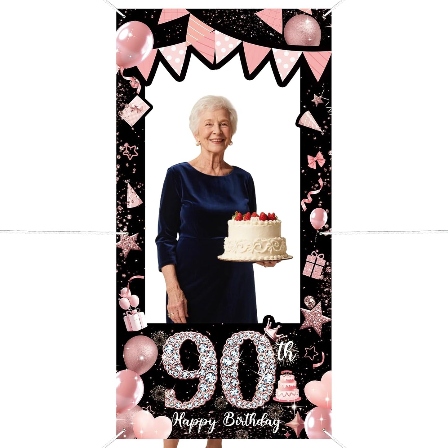 Pink 80th Birthday Neon Photography Banner Backdrop Glow Party Disco Dance Neon Theme Birthday Banner Photo Frame Props Props Selfie Background Face Cutout Photo Props Decoration