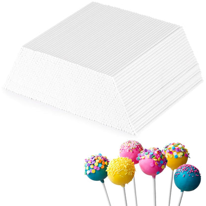 500Pcs 6 Inch White Paper Lollipop Sticks, Paper Sucker Sticks, Cake Pop Stick for Cake Toppers, Chocolate,Cookie,Rainbow Candy