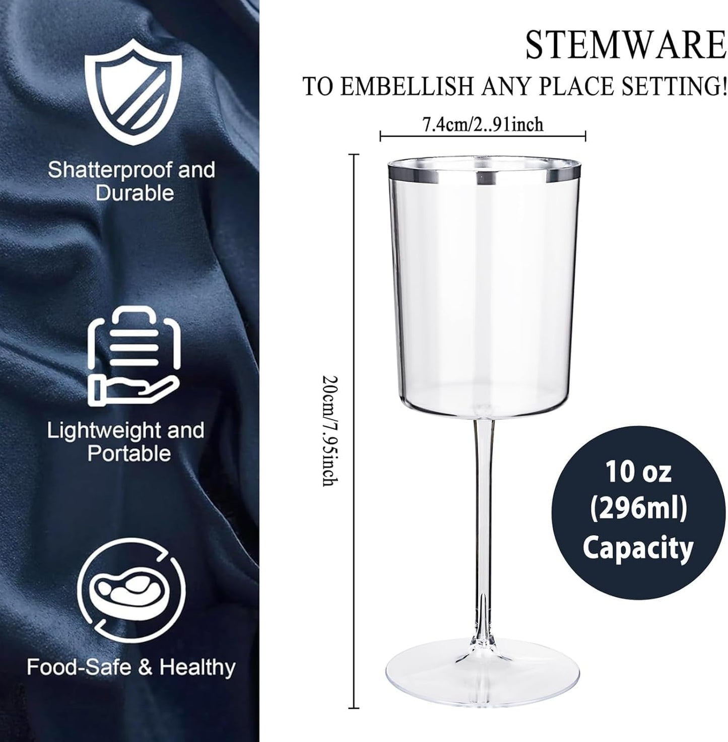 Ciaell 36 Pack Plastic Champagne Flutes - 6 Oz Disposable Champagne Glasses - Square Clear Plastic Toasting Glasses for Party Birthday Anniversary Wedding