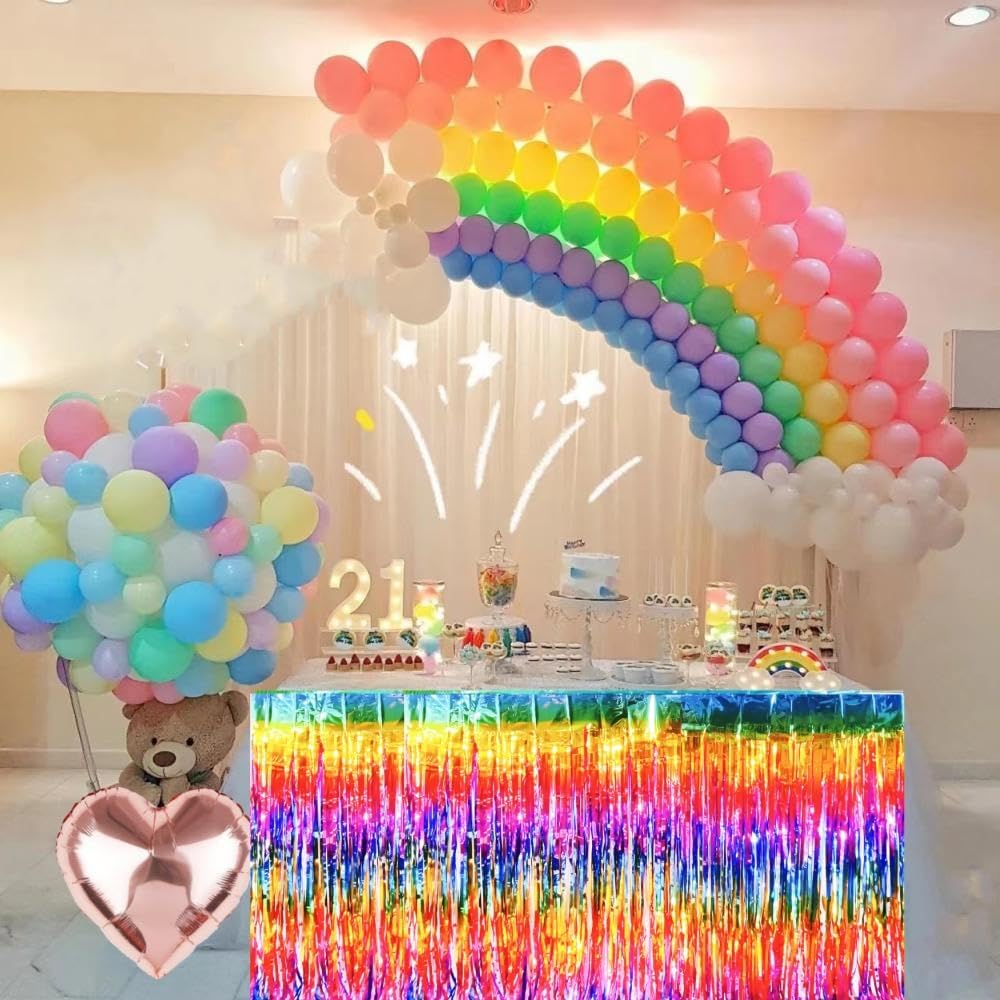 Blue Streamers Party Decorations, 2 Packs Blue Table Skirts Metallic Foil Fringe Tinsel for Birthday Under the Sea Boy Baby Shower Float Parade Mardi Gras Graduation Party Supplies -29x108Inch