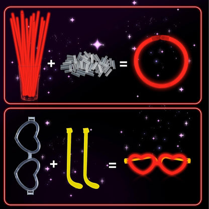 60 Pack 8” Purple Glow Sticks Bulk Bright Glow Sticks with 60 Connectors 20 Heart Glasses Glow In The Dark Party Supplies Neon Party Decorations Glow Bracelet Glasses for Carnival (Purple)