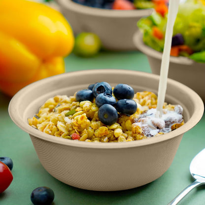 JINVOGREEN 200 Count 12 oz Paper Bowls, Disposable Compostable Bowls Bulk, Heavy Duty Biodegradable Bagasse Bowl for Snacks, Soup, and Salads, White
