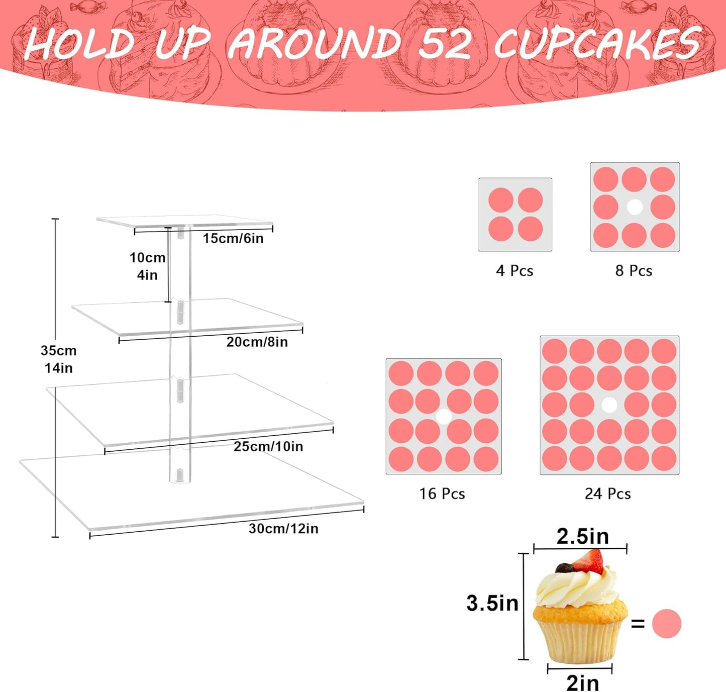Acrylic Cupcake Tower, 7-Tier Round Cake Stand for 100 Cupcakes, Dessert Display for Parties & Weddings