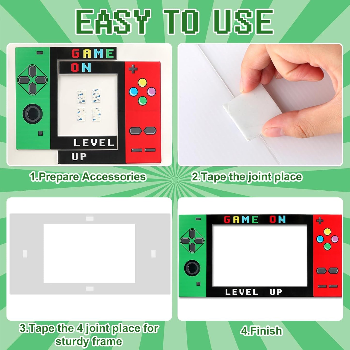 32 x 16 Foam Board Video Game Photo Props Gaming Party Decoration Handheld Gamed Theme Photo Booth Frame Video Gaming on Party Selfie Photography Prop for Birthday Game Fans Video Gamer Supplies